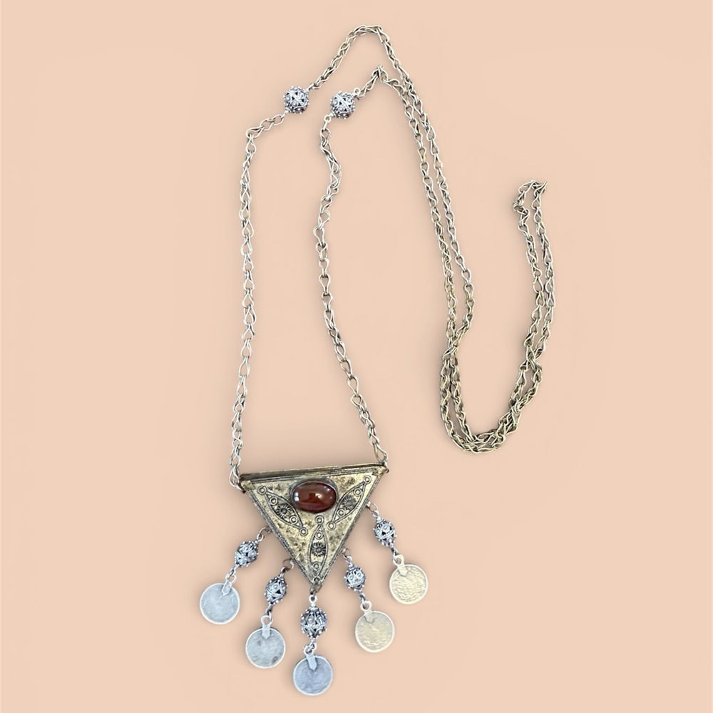Antique Amulet Hajmali With Deep Red Stone.
